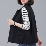 Middle-Of-Year-Nite Mother Vest Coat Women's Spring And Autumn New Korean Version Of Leisure Shoulder Small Vest Horse Clip Wear