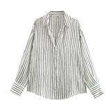 2025 Spring And Summer New Women's Fashion Single Row Buckle Silk Lithry Shirt 2074580