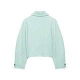 2026 Autumn New Women's Fashion Casual Loose Zipper Texture Jacket 2978134
