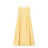 Summer French Temperament To Collect Waist Thin A Dress Seaside Dress Gentle Wind Yellow Hanging Dress Woman