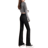 High-Waisted Denim Micro-Horn Trousers Women Black Small Eight-Point Trousers Elastic Thin Nine-Point Horn Pants Tide