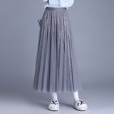 2025 Autumn Folding Lint Half Dress Girl High-Waisted A Word 100-Folded Skirt Growing Skirt