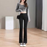 High-Waisted Denim Micro-Horn Trousers Women Black Small Eight-Point Trousers Elastic Thin Nine-Point Horn Pants Tide