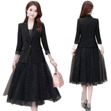 2025 New Spring And Autumn Atmosphere Mid-Year Mother Early Autumn Small Aroma Style Two-Set Dress Long-Sleeved Temperament Code