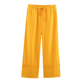 Spring 2025 New Set Women's Long-Sleeved Shirt Top Broad Leg Trousers Loose Design Sense 4786090