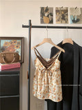 Small Fresh Sweet Broken Lace Fake Two Slings Summer New Age-Reed Girl Wind Korean Thin Tops Off Female