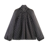 2025 Winter New Women's Fashion Casual Loose Long Sleeve Wave Print Shirt 2075103