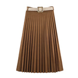 Autumn 2025 New Female Fashion Elegant Belt 100-Folded Skirt 30462666