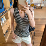 Lyselle Tianshu Light High-Level Striped Hanging Neck Vest Women Summer 2026 New Slim Slim Top