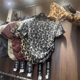 2025 Early Autumn New Leopard Prints Roll-Neck Short-Sleeved T-Shirts For Women Looking For Dyed Thin Bottom Shirts