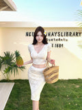 French Half-Brace Ass Skirt 2026 Summer Pure Lust Style V-Neck Lace Dress Sweet Two-Piece Suit Skirt