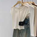 Real Shooting Lyselle Tiansi Flax High-End Sense V-Neck Short-Sleeved Knit Shirt Women's Summer 2026 New Lazy Wind Top