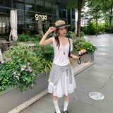Beautiful Single-Wear Lace Splicing V-Neck Shoulder Short-Sleeved T-Shirt Women 2026 Summer New Design Sense Niche Top