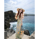 New Chinese Retro Sling Dress Woman's New Elegant Waist Repair Open Bag Hip Skirt Fishtail Skirt Two-Piece Set Of Women