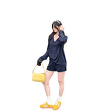 Lazy And Relaxed Loose POLO Shirt Long-Sleeved T-Shirt Casual Shorts Two Sets Of Women's Early Spring 2026 New Top