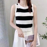 South Korea's Dongdaemun 2026 Summer New Hit Striped Knitted Vest Women Design Small Vest Top