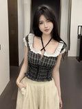 French Retro Lace Lace Collar Short-Sleeved Shirt Women's Summer Design Lace Folding Short Blouse