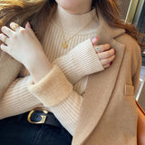 Plus Velvet Sweater Women Winter Thick One Velvet Half-High Collar Bottom Shirt 2026 Autumn And Winter New Feel Top