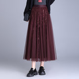 2025 Autumn Folding Lint Half Dress Girl High-Waisted A Word 100-Folded Skirt Growing Skirt