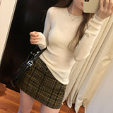 2026 Early Spring Thread Slimming Thin Tsets Bottom Knitted Women's Autumn Round Collar With Long-Sleeved Top