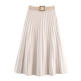 Autumn 2025 New Female Fashion Elegant Belt 100-Folded Skirt 30462666