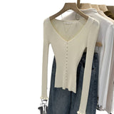 2026 Early Spring Design Feel Pink Big V Collar Long Sleeves To Hit The Bottom Of The Knitted Shirt Women's Autumn Commuting Clothes Thin