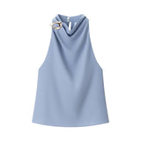 2026 Spring Women's Clothing Tycoon Hanging Neck Texture Sleeveless Small Top 8919911