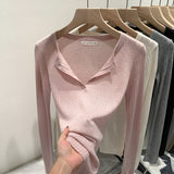 2026 Early Spring Temperament Wool V Collar Inside The Knitted Bottom Shirt Women Commuter High-End Feel Blouse Autumn