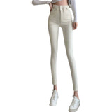 White Jeans Women 2025 Autumn And Winter With Velvet Height Waist Thin And Elastic Small Foot Pencil Pants Tide