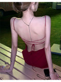 2025 Summer New Small Sling Suit Waist French Sexy Dew Chic Design Sling Dress