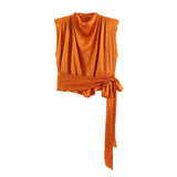2026 Spring New Female Fashion Sexy Silk-Sense Texture Bow Blouse 2279342