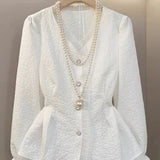2026 Spring And Autumn Small Fragrant Style Temperament Lace Splicing Design Sense To Reduce The Waist And Thin Blouse