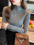 Half-High Sweater Bottoming Shirt Women's Autumn And Winter Thick 2026 New White Top Knitted