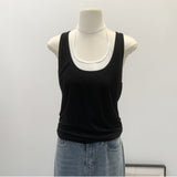 Lyselle Tiansi Hanging Neck Fake Two Sleeveless Sling Sling Vest Women's Summer New Design Feel Top