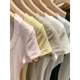 Mordell Shoulder-To-Shoulder U-Neck Short-Sleeved T-Shirt For Women's Summer 2026 New Explosive Pure Hottie Top