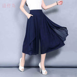 Chiffon Thin Skirts Summer Seven-Point Broad Leg Trousers Large Tight High-Waisted Loose Casual Pants Women's Skirt