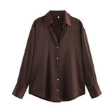 2025 Spring And Summer New Women's Fashion Single Row Buckle Silk Lithry Shirt 2074580