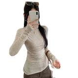 Lyselle Tian Silk Wool High Collar With A Long-Sleeved T-Shirt For Women's Autumn And Winter 2025 New Small Top