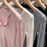 2026 Early Spring Temperament Wool V Collar Inside The Knitted Bottom Shirt Women Commuter High-End Feel Blouse Autumn