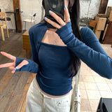 2026 Early Spring Lyselle Tiansi Square Collar With A Bottom Shirt Women's Autumn And Winter Beautiful Long Sleeve Top