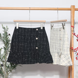 2025 New Autumn And Winter Lattice Coarse Flowers Of The Half-Body Skirt High Waist A Word-Bow Irregular Fishtail Skirt 8876