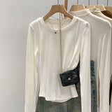 2026 Early Spring Fish Bone Slimming Long Sleeves Of The Bottom Shirt Of Women's Autumn New Unique Special Gas T-Shirt