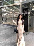 Apricot Knitted Early Autumn Long-Sleeved Dress Girl Autumn Winter Harvest Waist Repair Skirt Autumn Dress 2025 Long Dress