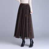 2025 Autumn Folding Lint Half Dress Girl High-Waisted A Word 100-Folded Skirt Growing Skirt