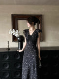 French Black Lace Slings Crumloan Dress Women's Summer 2025 New High-End Temperament Poinch Dress