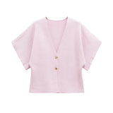 New Women's Clothing Temperament Short-Sleeved V-Neck Two-Grained Knitting Top 4192101