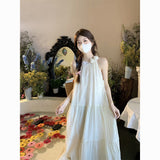 New Gentle Three-Dimensional Flower Dress Summer Holiday French Fairy Seaside Sleeveless Thin Temperament Long Dress