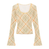 Hottie Thromy U-Neck Long-Sleeved T-Shirt Girl In The Spring Do Not Go To The Waist-Repair Bottom Shirt With A Short Blouse