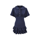 2025 Winter New Female Fashion Sexy Hottie Leaves Side Shoulder-Sleeved Doll Dress