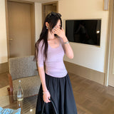 Especially Beautiful Thinch U-Neck Five-Sleeved T-Shirt Women's Summer 2026 New Popular Explosive Women's Top This Year